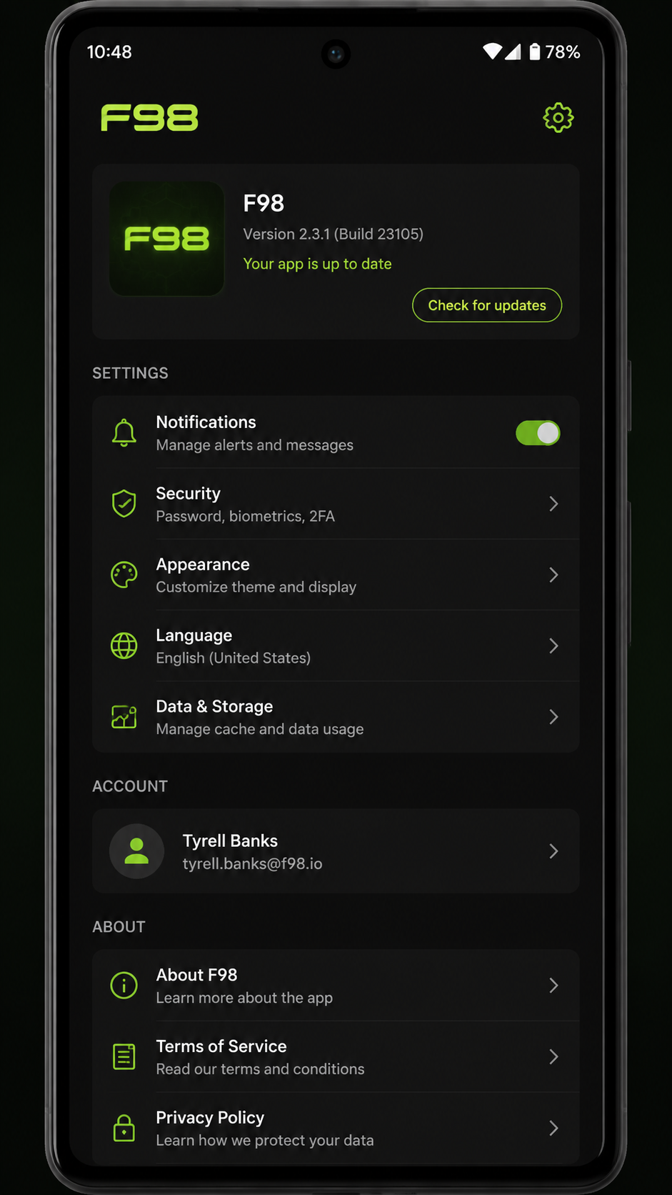 f98 screenshot